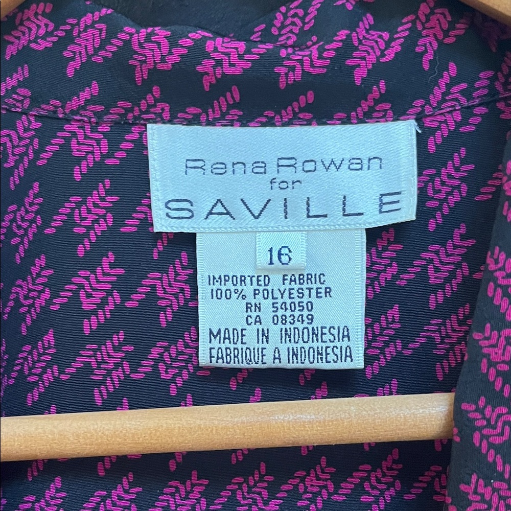 Black and Magenta Houndstooth Blouse Size 16 - Picture 5 of 7